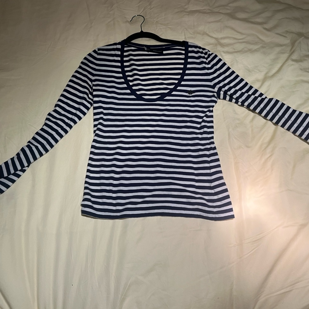 DSQUARED Navy and White Striped Tee